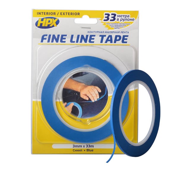 HPX FINE LINE - 3мм x 33м - маскувальна стрічка (скотч) для криволінійних форм 